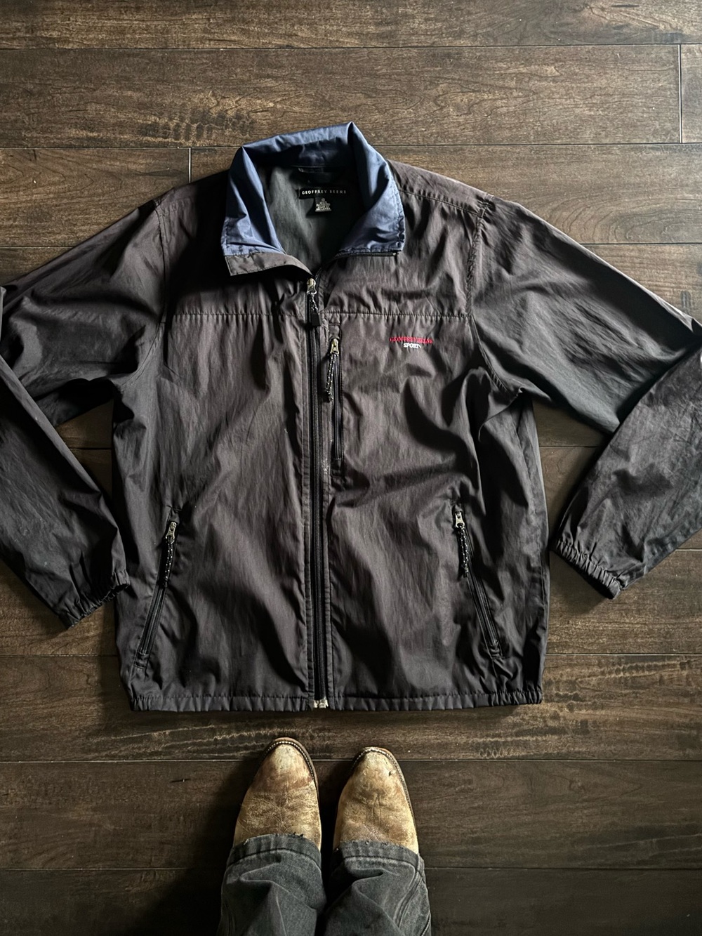 Geoffrey Beene Men's Dark Navy and Black Windbreaker Jacket